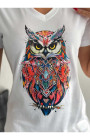 Baykuş Desenli V-Yaka T-Shirt Baykuş Desenli V-Yaka T-Shirt