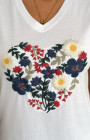 Çiçekli Kalp Desenli V-Yaka T-Shirt Çiçekli Kalp Desenli V-Yaka T-Shirt
