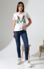 Kuşlar Desenli V-Yaka T-Shirt Kuşlar Desenli V-Yaka T-Shirt