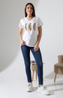 Sarı Tüy Desenli V-Yaka T-Shirt Sarı Tüy Desenli V-Yaka T-Shirt