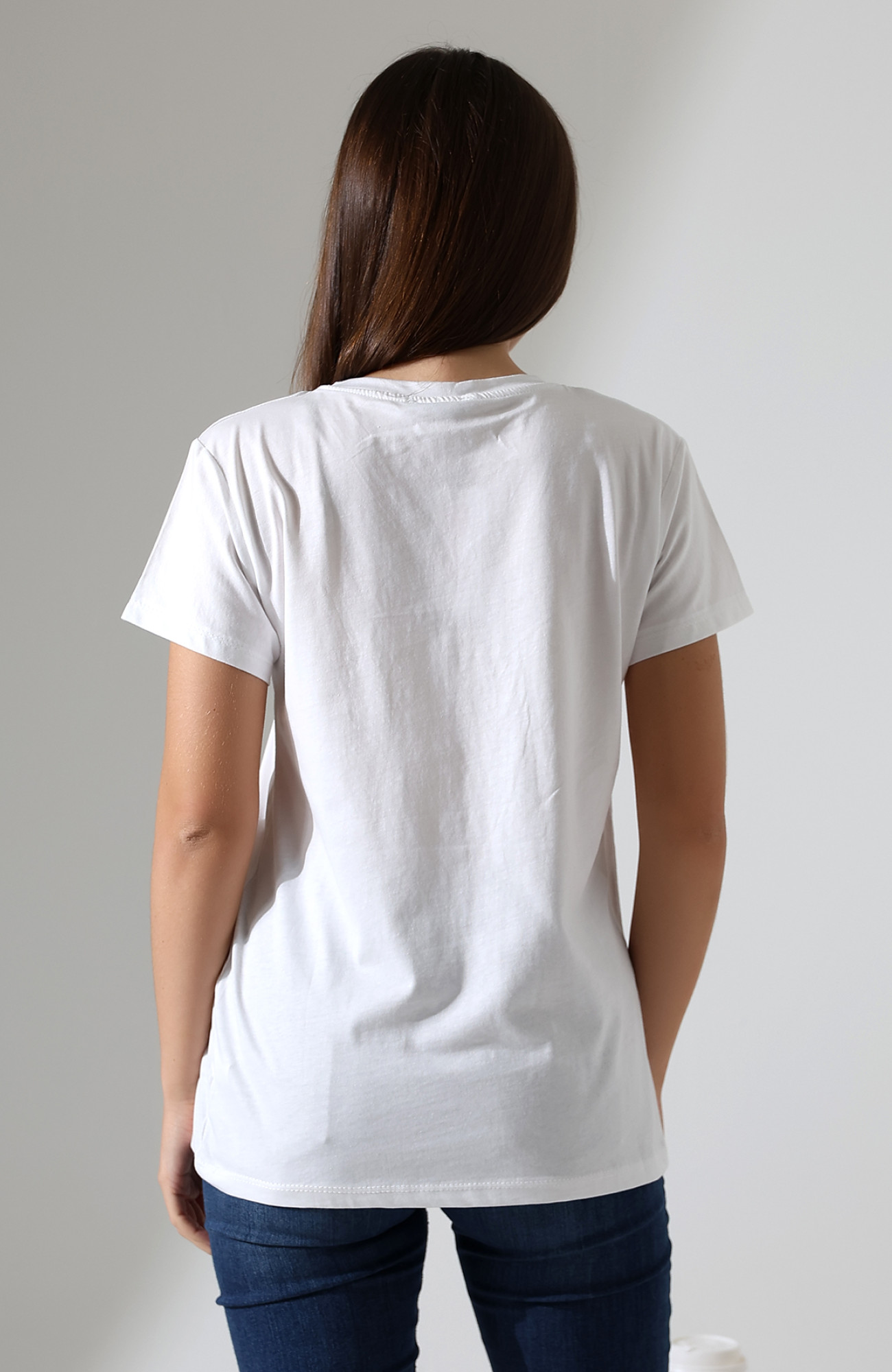 Sarı Tüy Desenli V-Yaka T-Shirt Sarı Tüy Desenli V-Yaka T-Shirt