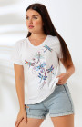 Yusufçuk Desenli V-Yaka T-Shirt Yusufçuk Desenli V-Yaka T-Shirt