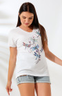 Yusufçuk Desenli V-Yaka T-Shirt Yusufçuk Desenli V-Yaka T-Shirt